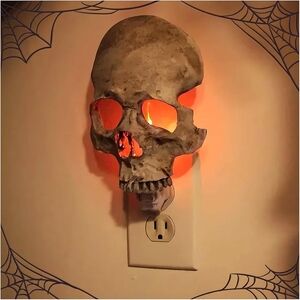 Skull Night Light with Orange Glow